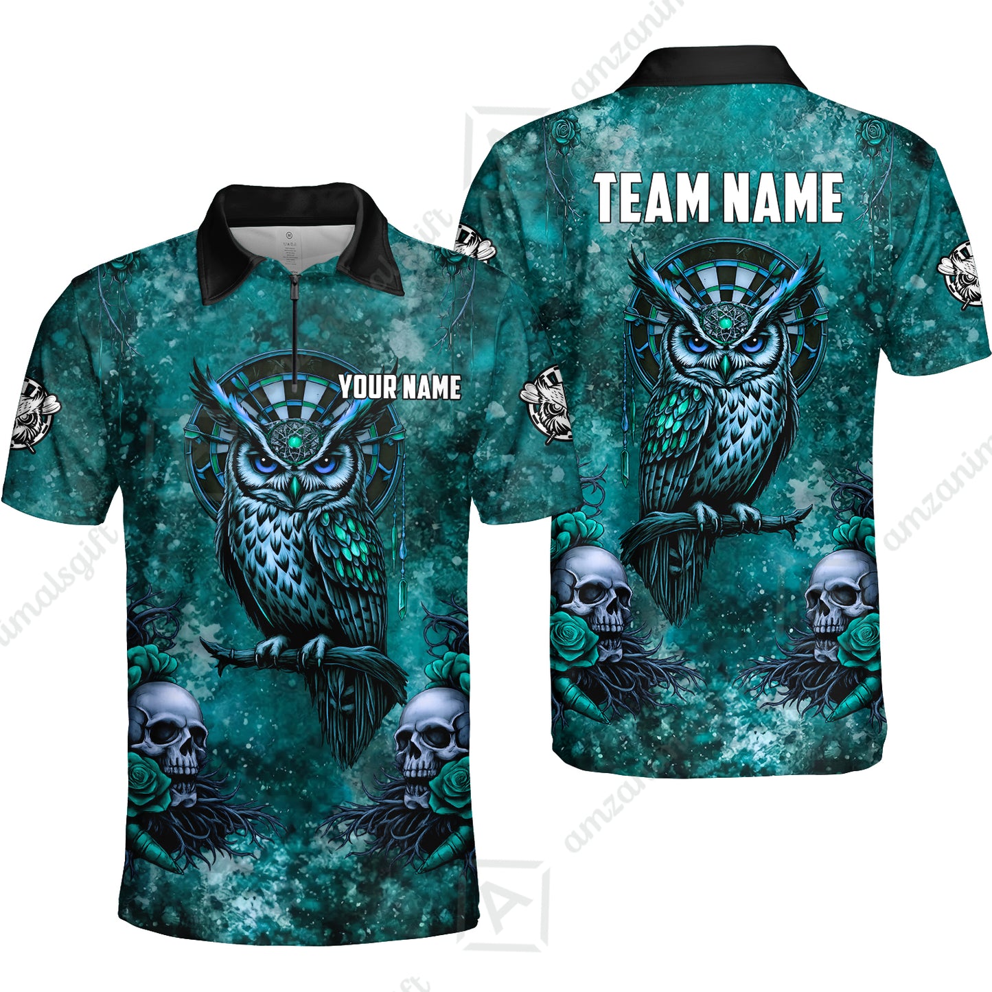 Custom Darts Team Jersey, Personalized Spooky Owl Jersey Shirt For Players With Name & Team Name