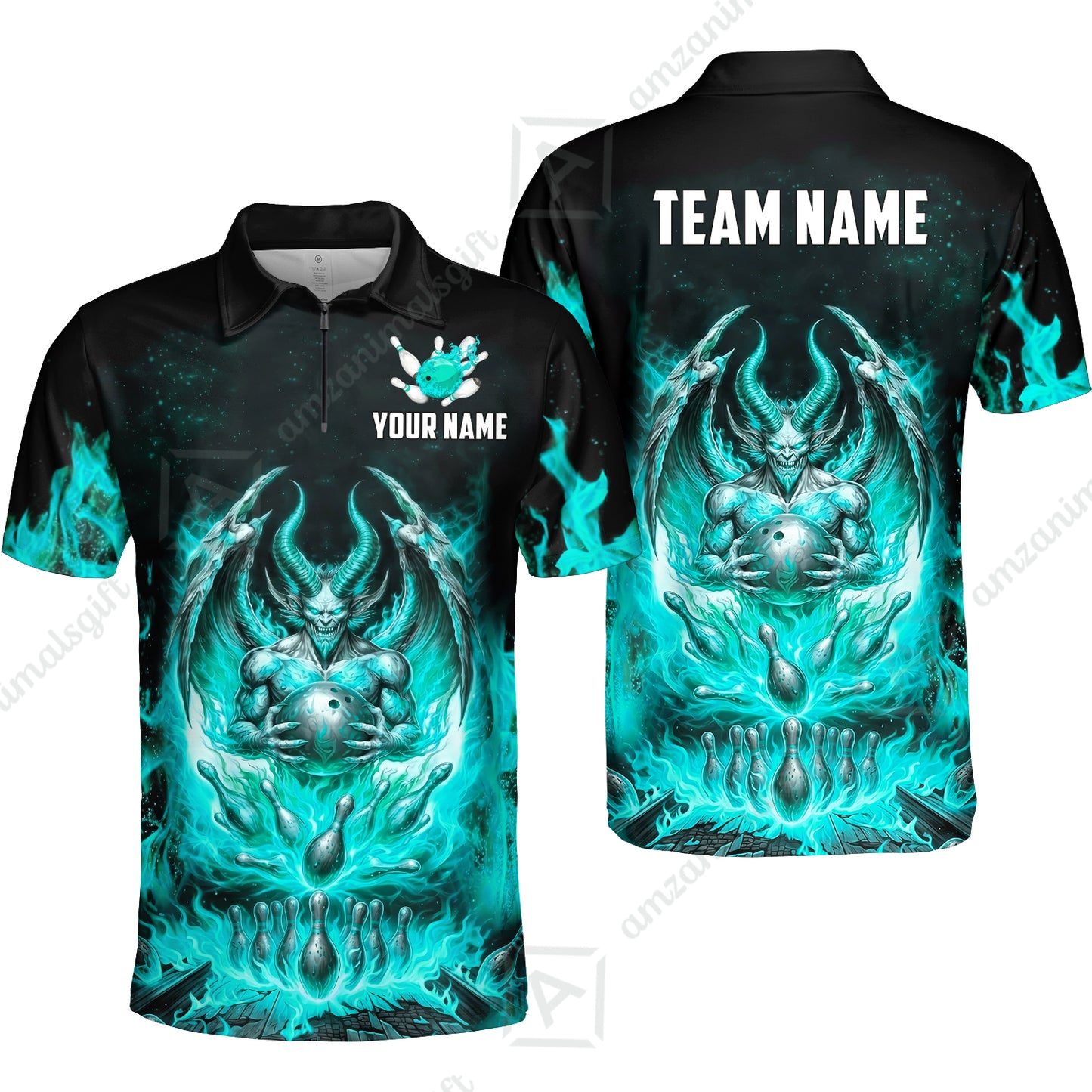 Custom Hellfire Bowling Jersey Polo Shirt, Custom Hellfire Bowling Jersey Team Shirt For Players With Name & Team Name