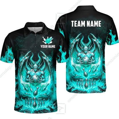 Custom Hellfire Bowling Jersey Polo Shirt, Custom Hellfire Bowling Jersey Team Shirt For Players With Name & Team Name