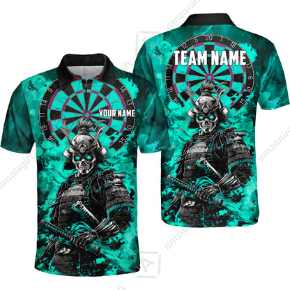 Custom Darts Team Jersey, Personalized Skull Samurai Dartboard Dart Polo Shirt For Players With Name & Team Name