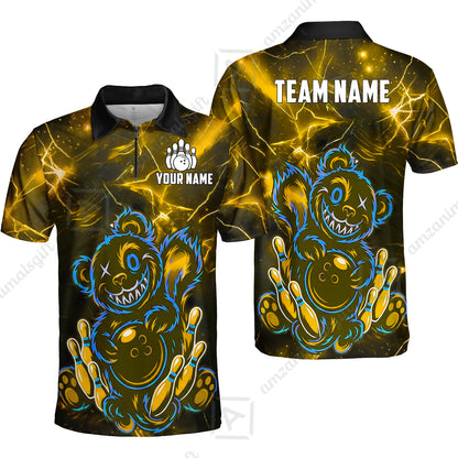 Custom Creepy Teddy Bowling Jersey Polo Shirt, Custom Creepy Teddy Bowling Jersey Team Shirt For Players With Name & Team Name