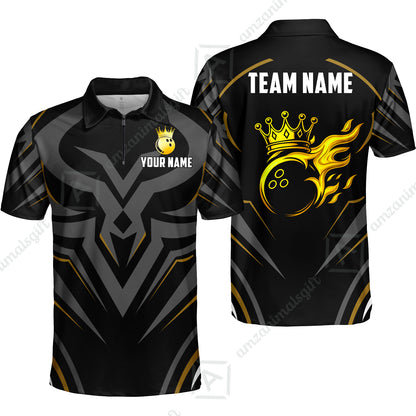 Custom Bowling Jersey Polo Shirt, Crowned Bowling Ball, Custom Bowling Jersey Team Shirt For Players With Name & Team Name