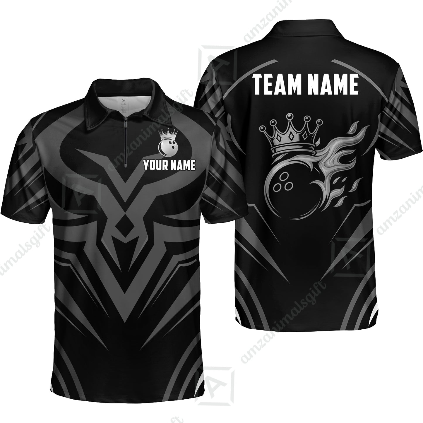 Custom Bowling Jersey Polo Shirt, Crowned Bowling Ball, Custom Bowling Jersey Team Shirt For Players With Name & Team Name