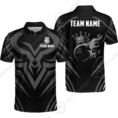 Custom Bowling Jersey Polo Shirt, Crowned Bowling Ball, Custom Bowling Jersey Team Shirt For Players With Name & Team Name