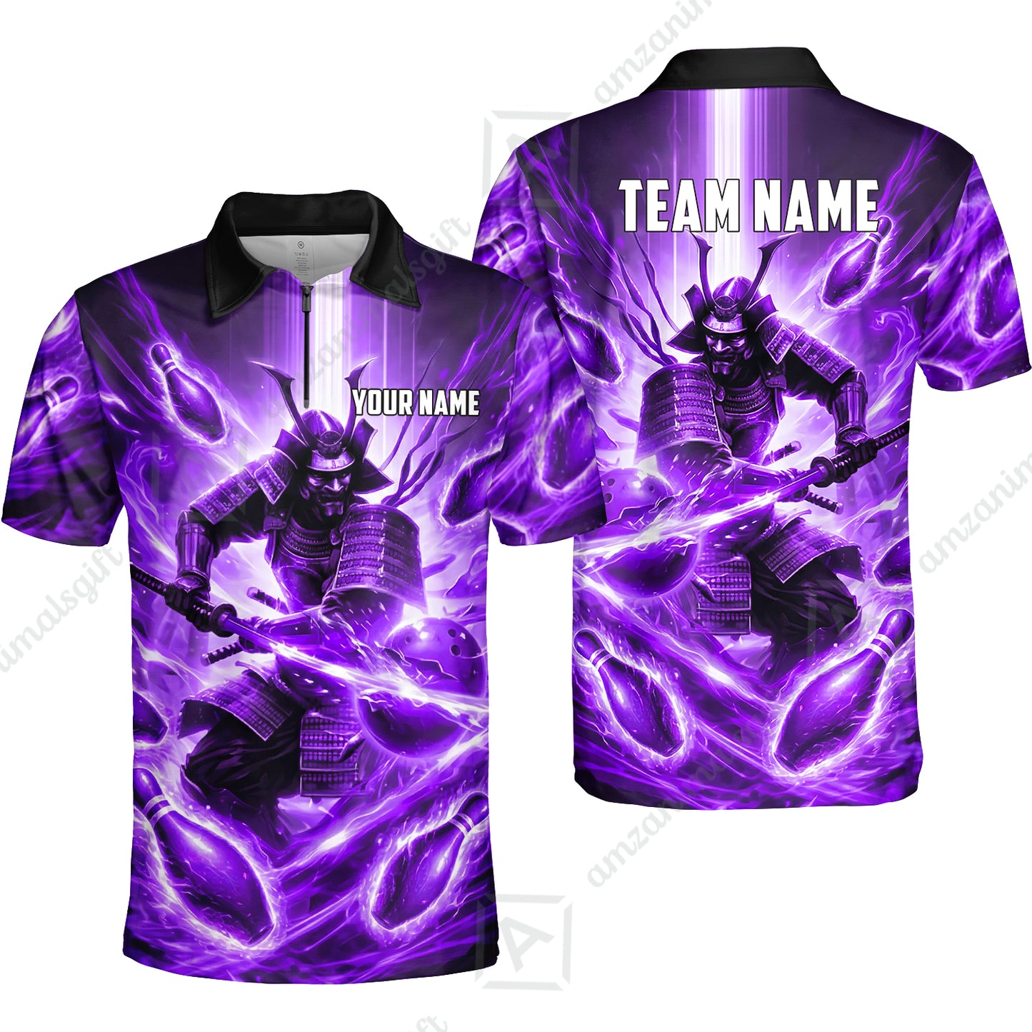 Custom Bowling Jersey Polo Shirt, Japanese Samurai Warrior Bowling, Custom Bowling Jersey Team Shirt For Players With Name & Team Name