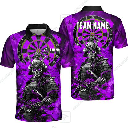 Custom Darts Team Jersey, Personalized Skull Samurai Dartboard Dart Polo Shirt For Players With Name & Team Name