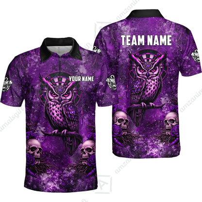 Custom Darts Team Jersey, Personalized Spooky Owl Jersey Shirt For Players With Name & Team Name