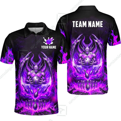 Custom Hellfire Bowling Jersey Polo Shirt, Custom Hellfire Bowling Jersey Team Shirt For Players With Name & Team Name