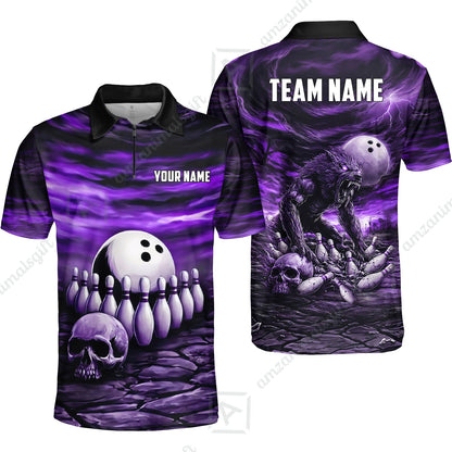 Custom Full Moon Werewolf Bowling Jersey Polo Shirt, Custom Full Moon Werewolf Bowling Jersey Team Shirt For Players With Name & Team Name
