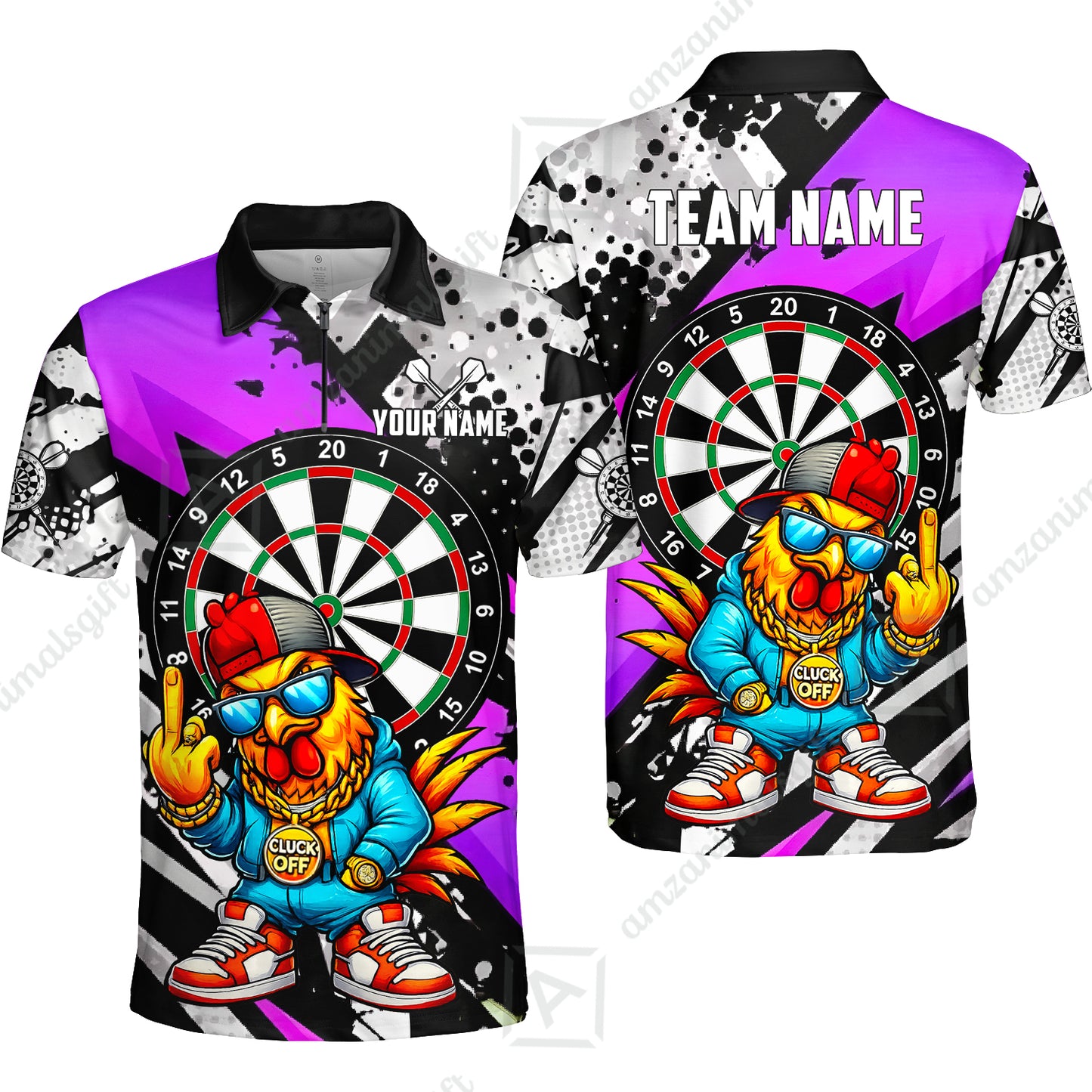 Custom Darts Team Jersey, Personalized Street Rebel Rooster Darts Polo Shirt For Players With Name & Team Name