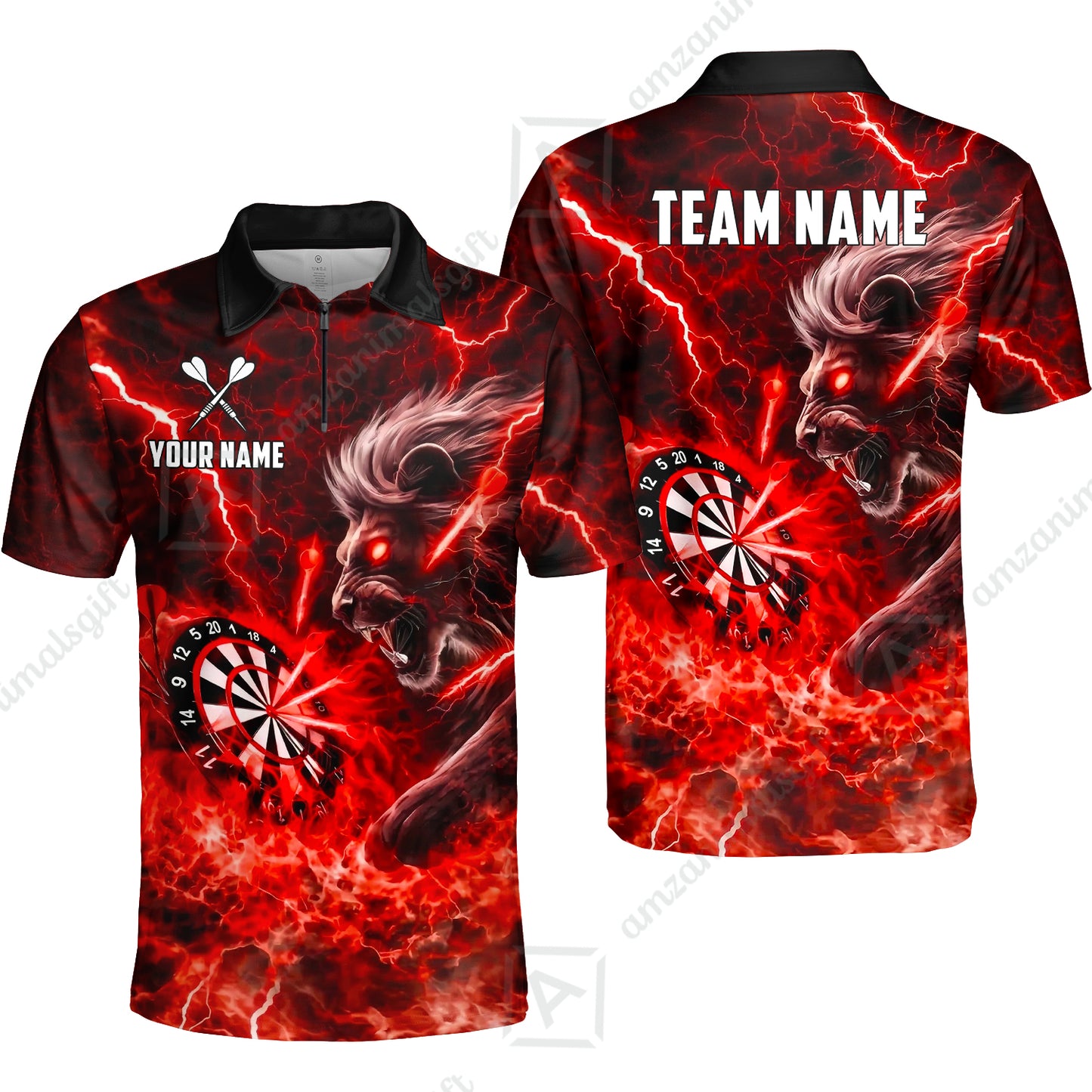 Custom Darts Team Jersey, Personalized Lightning Lion Jersey Shirt For Players With Name & Team Name