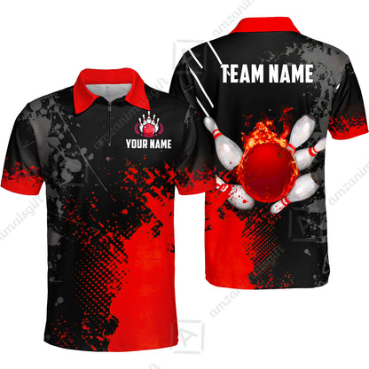 Custom Bowling Jersey Polo Shirt, Fire Ball Bowling, Custom Bowling Jersey Team Shirt For Players With Name & Team Name