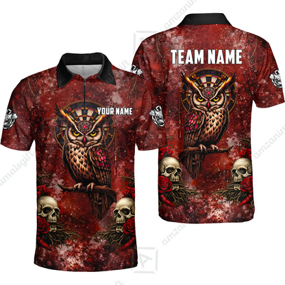Custom Darts Team Jersey, Personalized Spooky Owl Jersey Shirt For Players With Name & Team Name