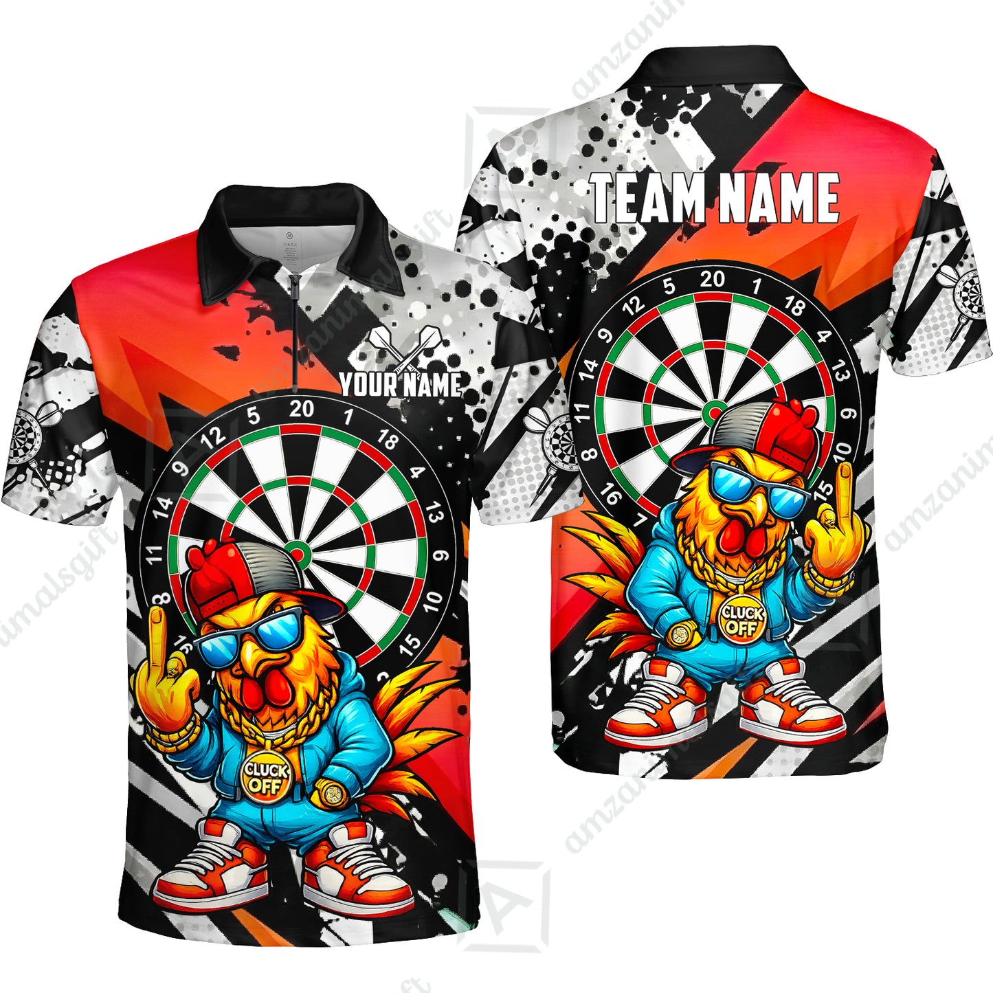 Custom Darts Team Jersey, Personalized Street Rebel Rooster Darts Polo Shirt For Players With Name & Team Name