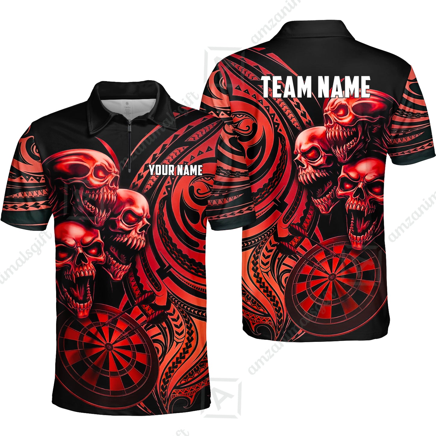 Custom Darts Team Jersey, Personalized Neon Skull Jersey Shirt For Players With Name & Team Name