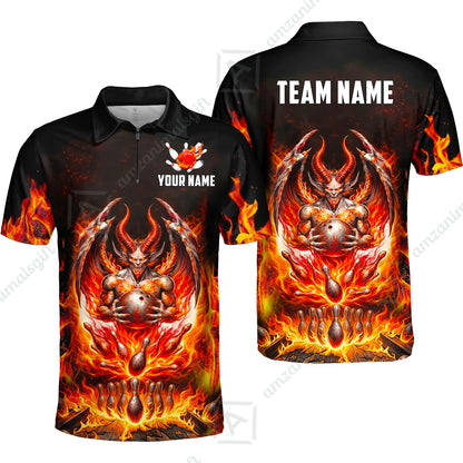 Custom Hellfire Bowling Jersey Polo Shirt, Custom Hellfire Bowling Jersey Team Shirt For Players With Name & Team Name