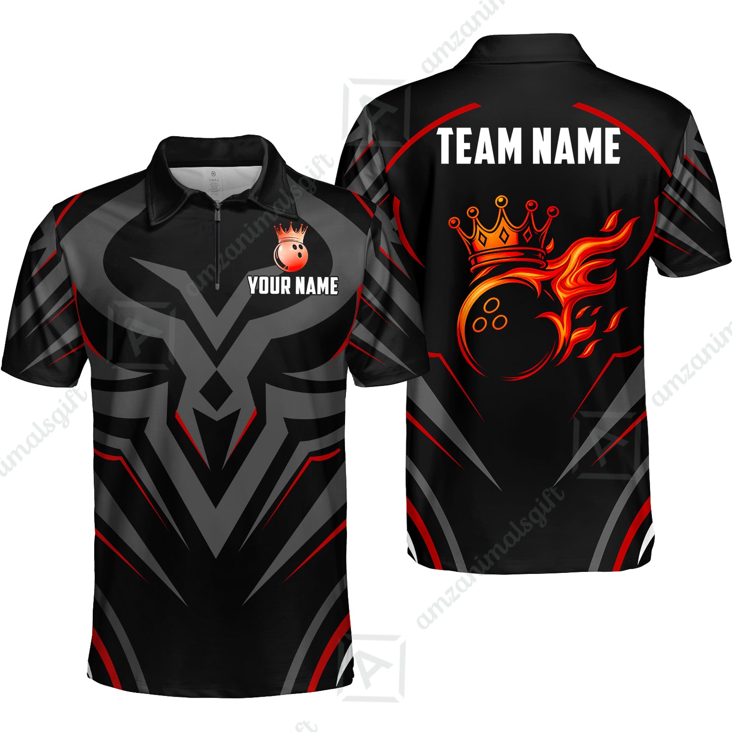 Custom Bowling Jersey Polo Shirt, Crowned Bowling Ball, Custom Bowling Jersey Team Shirt For Players With Name & Team Name