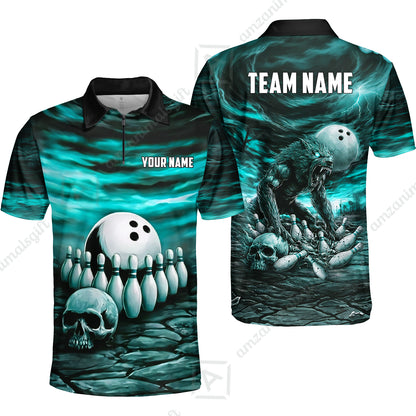 Custom Full Moon Werewolf Bowling Jersey Polo Shirt, Custom Full Moon Werewolf Bowling Jersey Team Shirt For Players With Name & Team Name