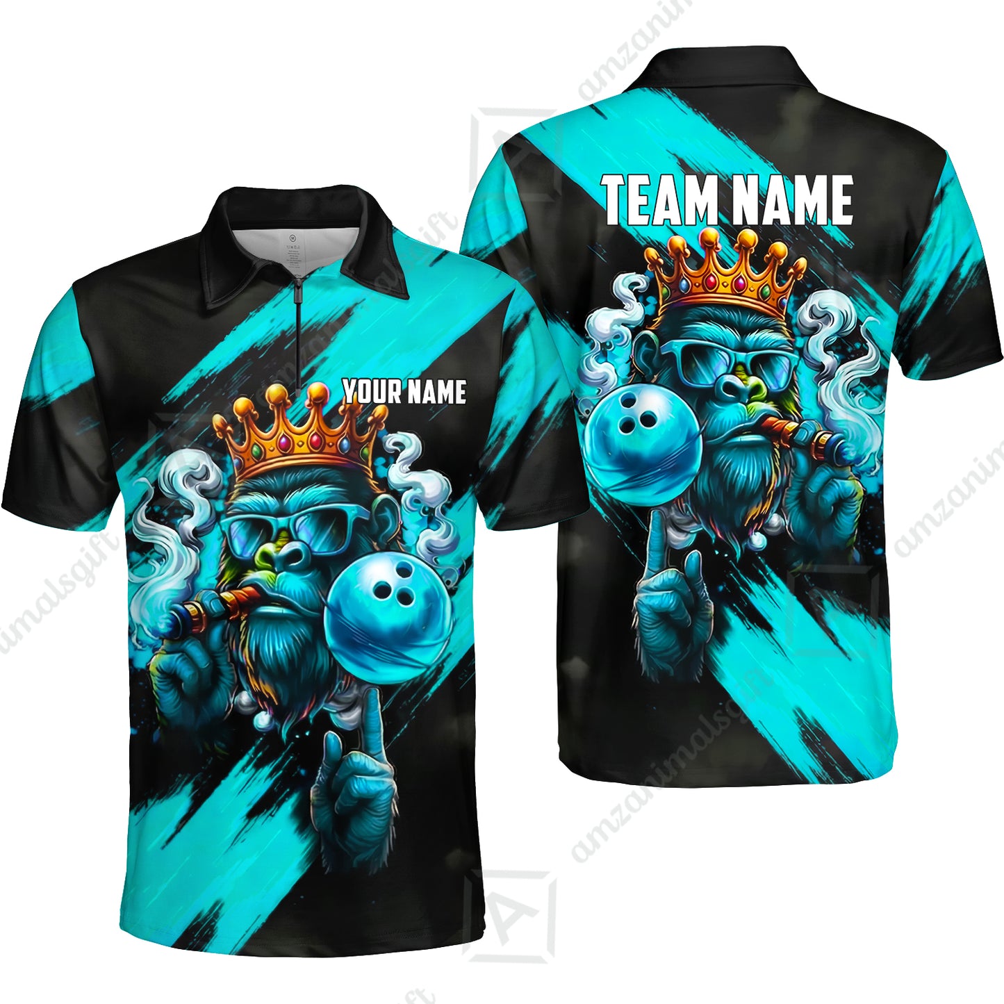 Custom Bowling Jersey Polo Shirt, Gorilla Boss King, Custom Bowling Jersey Team Shirt For Players With Name & Team Name