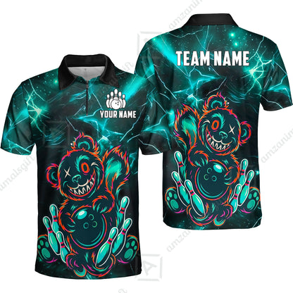 Custom Creepy Teddy Bowling Jersey Polo Shirt, Custom Creepy Teddy Bowling Jersey Team Shirt For Players With Name & Team Name