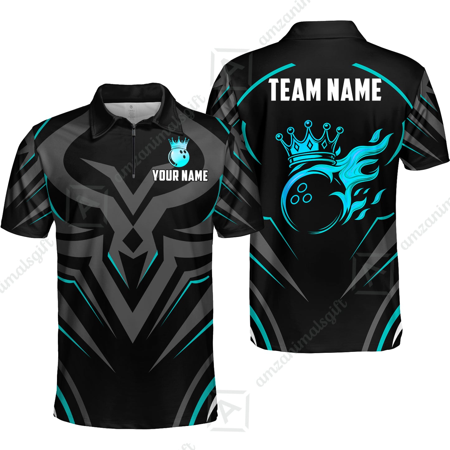 Custom Bowling Jersey Polo Shirt, Crowned Bowling Ball, Custom Bowling Jersey Team Shirt For Players With Name & Team Name