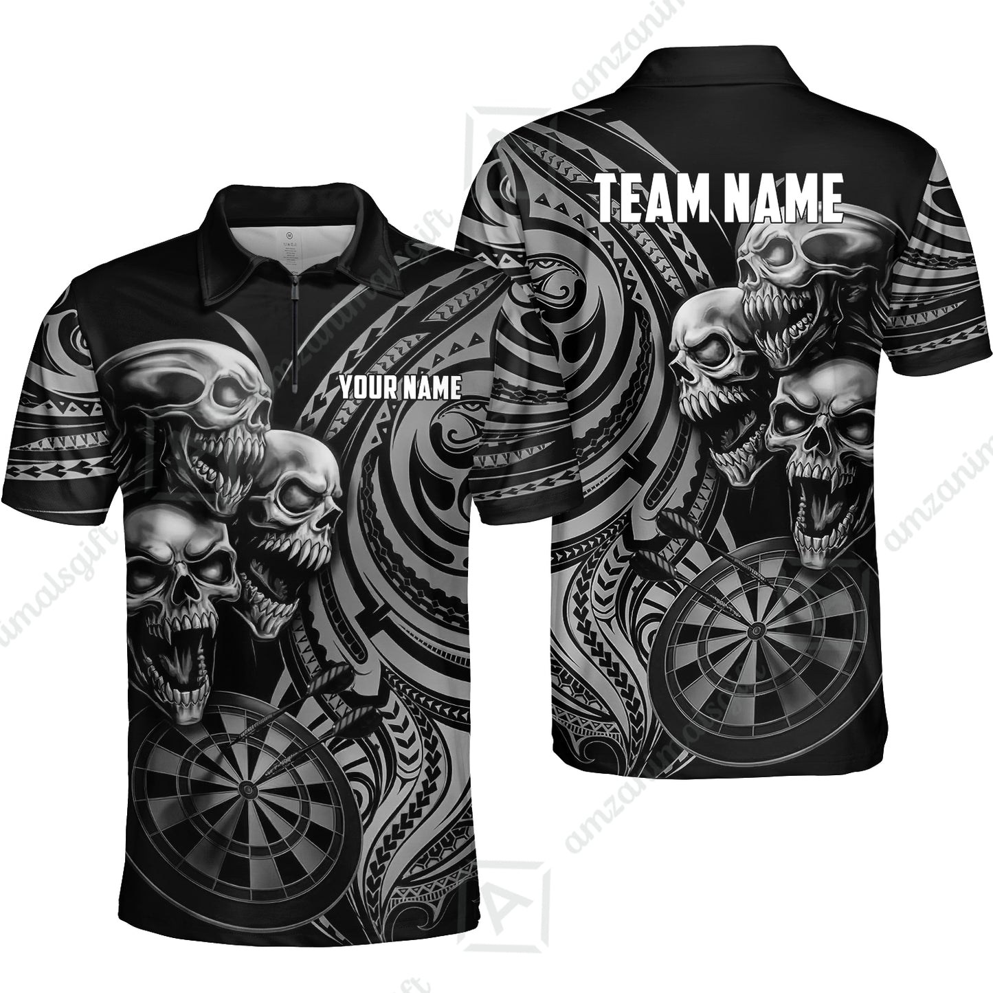 Custom Darts Team Jersey, Personalized Neon Skull Jersey Shirt For Players With Name & Team Name