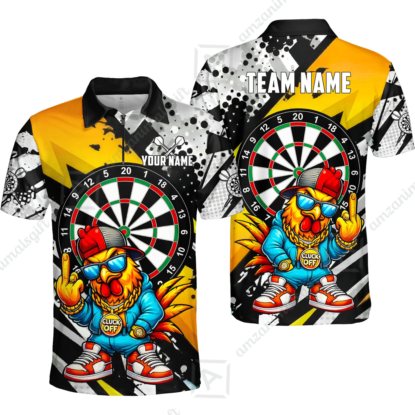 Custom Darts Team Jersey, Personalized Street Rebel Rooster Darts Polo Shirt For Players With Name & Team Name
