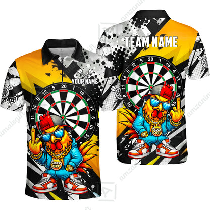 Custom Darts Team Jersey, Personalized Street Rebel Rooster Darts Polo Shirt For Players With Name & Team Name