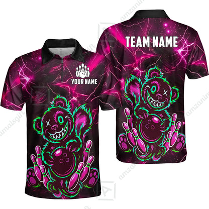 Custom Creepy Teddy Bowling Jersey Polo Shirt, Custom Creepy Teddy Bowling Jersey Team Shirt For Players With Name & Team Name