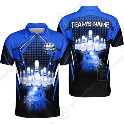 Custom Bowling Team Jerseys Polo Shirts, Bowling uniforms Ball & Pins Multicolor Jersey For Tournament Team Men Women Bowlers