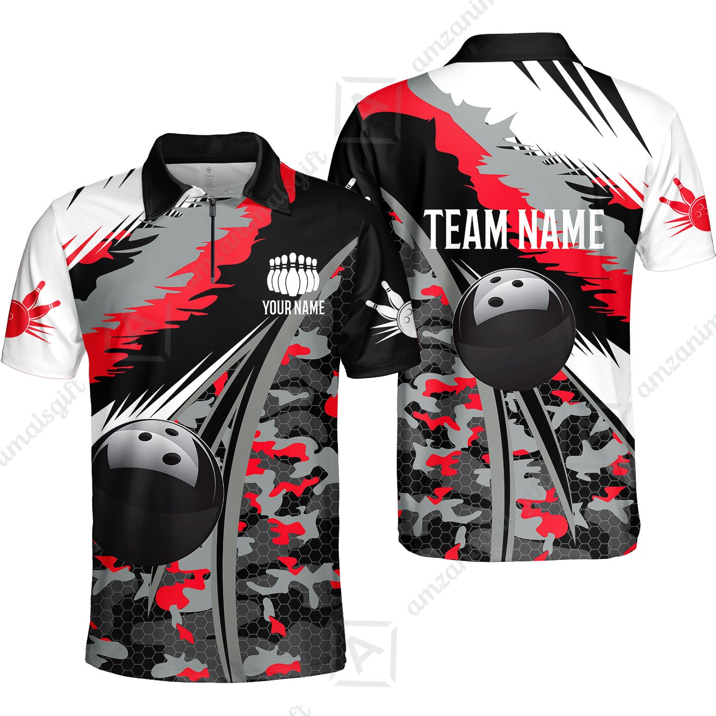 Custom Bowling Team Jersey, Personalized Long Sleeve Jersey Shirt Camo Bowling Shirt with Name & Team Name