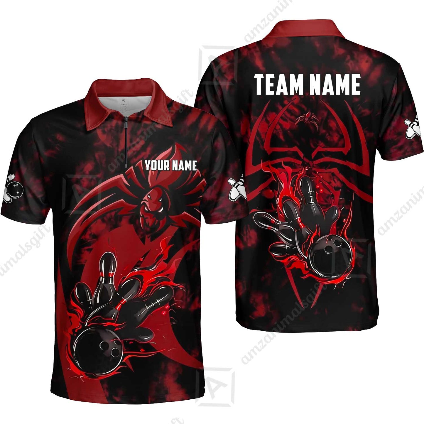 Custom Bowling Jersey Polo Shirt, Neon Venom Spider Monster, Custom Bowling Jersey Team Shirt For Players With Name and Team Name