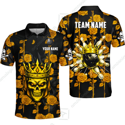 Custom Bowling Jersey Polo Shirt, Royal Skull Bowling, Custom Bowling Jersey Team Shirt For Players With Name & Team Name