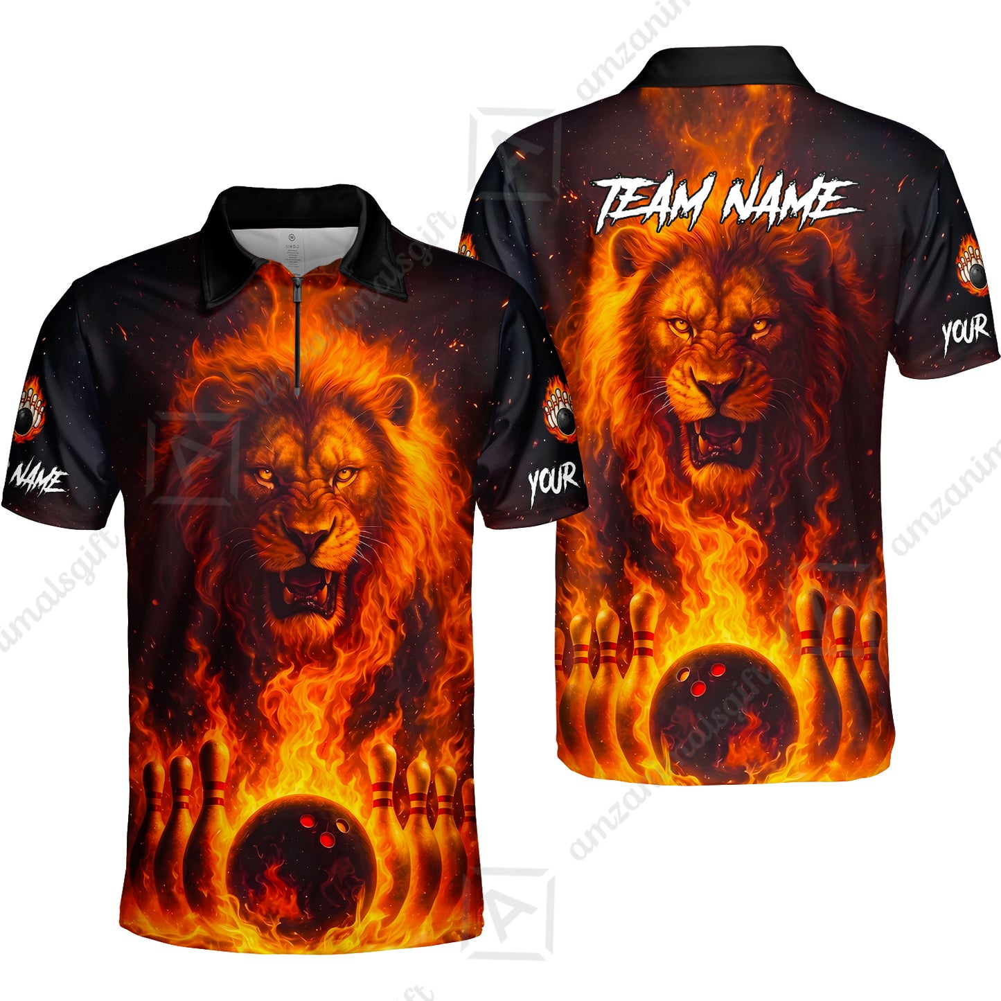 Custom Bowling Jersey Polo Shirt, Bowling Lion Of The Savannah, Custom Bowling Jersey Team Shirt For Players With Name & Team Name