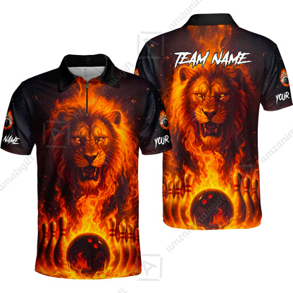 Custom Bowling Jersey Polo Shirt, Bowling Lion Of The Savannah, Custom Bowling Jersey Team Shirt For Players With Name & Team Name
