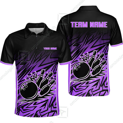 Customized Bowling Unisex Polo Shirt, Abstract Sameless Pattern Color Bowling Uniforms, Personalized Name And Team Name