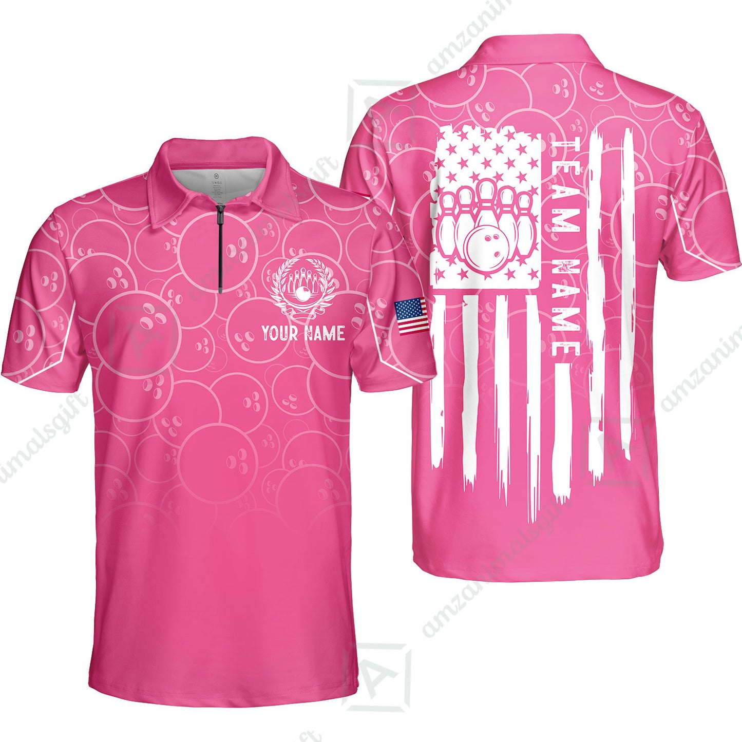 Custom Bowling Jersey Polo Shirt, Vibrant Kelly Ball Pattern Flag, Custom Bowling Jersey Team Shirt For Players With Name and Team Name