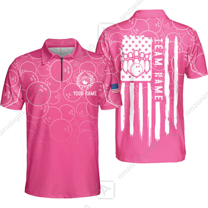 Custom Bowling Jersey Polo Shirt, Vibrant Kelly Ball Pattern Flag, Custom Bowling Jersey Team Shirt For Players With Name and Team Name