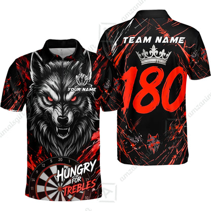 Custom Darts Jersey Polo Shirt, Wolf 180, Custom Dart Jersey Team Shirt For Players With Name & Team Name