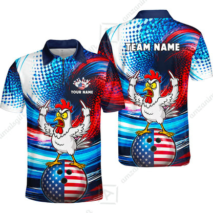 Custom Bowling Jersey Polo Shirt, Bad Chicken, Custom Bowling Jersey Team Shirt For Players With Name and Team Name