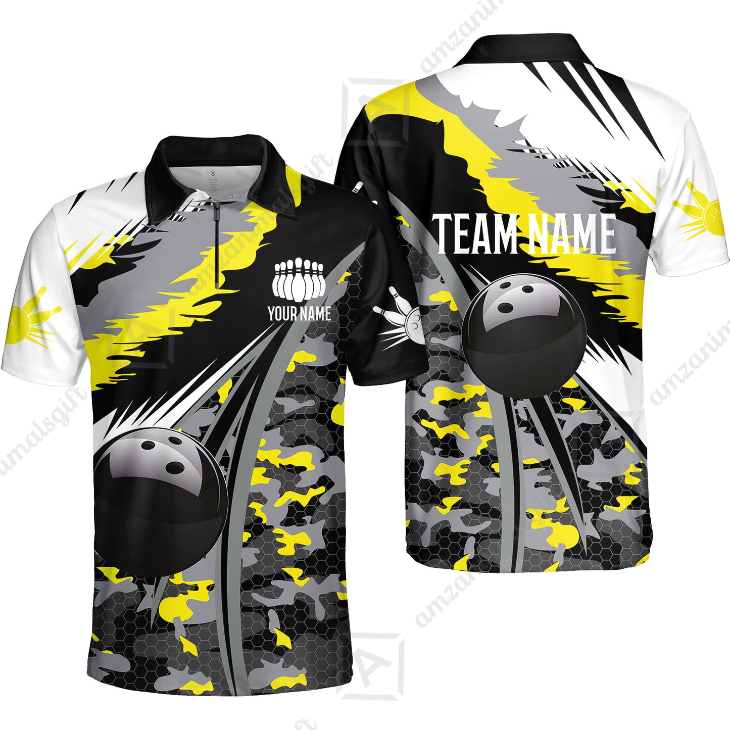 Custom Bowling Team Jersey, Personalized Long Sleeve Jersey Shirt Camo Bowling Shirt with Name & Team Name
