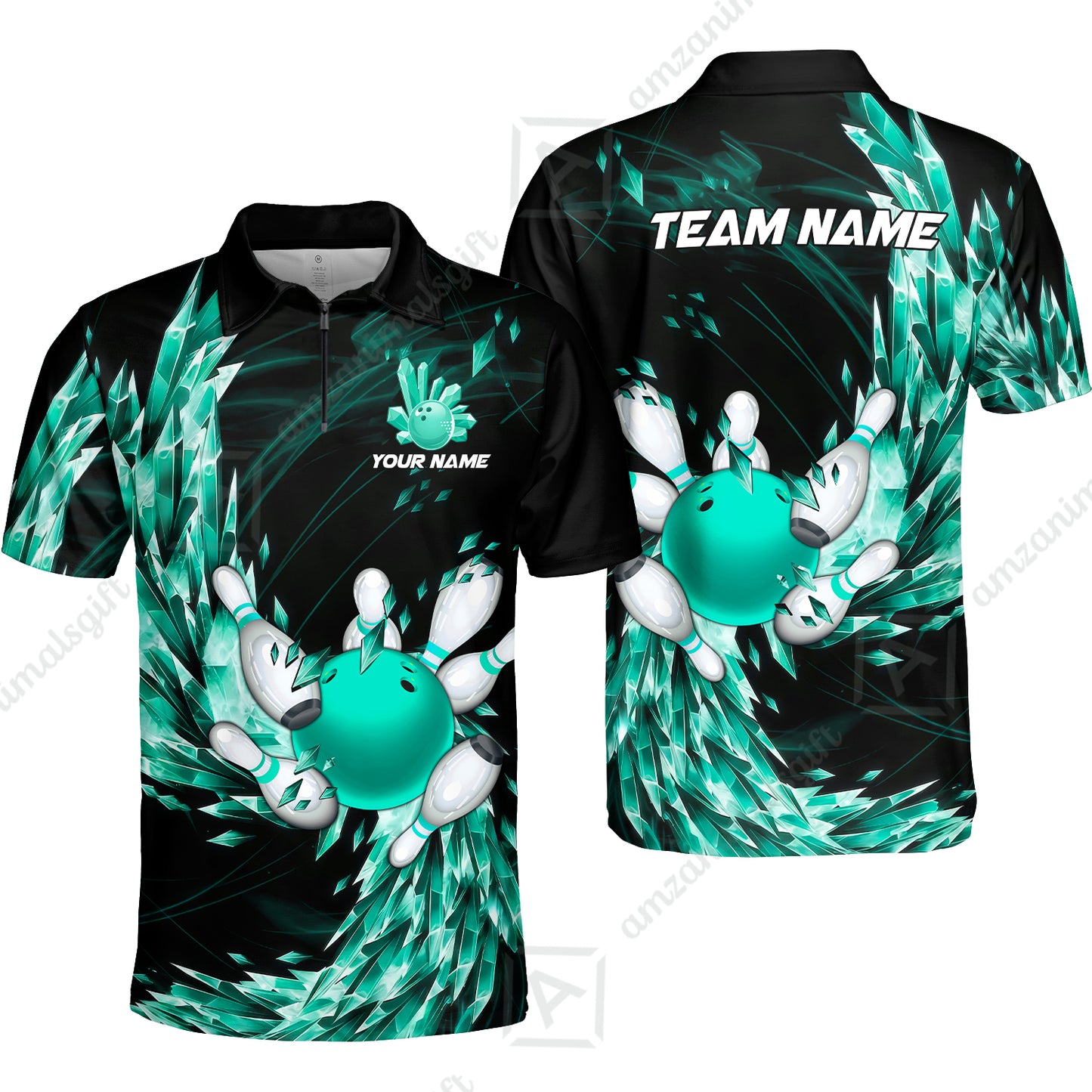 Custom Bowling Jersey Polo Shirt, Crystal Explosion Bowling Custom Bowling Jersey Team Shirt For Players With Name & Team Name