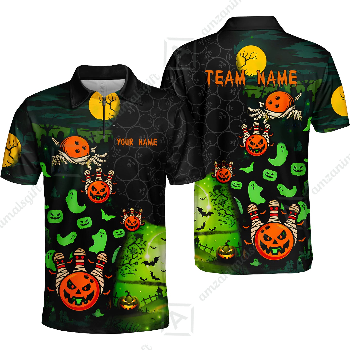 Customized Halloween Neon Ghost Bowling Jersey, Custom Name And Team Name For Bowlers