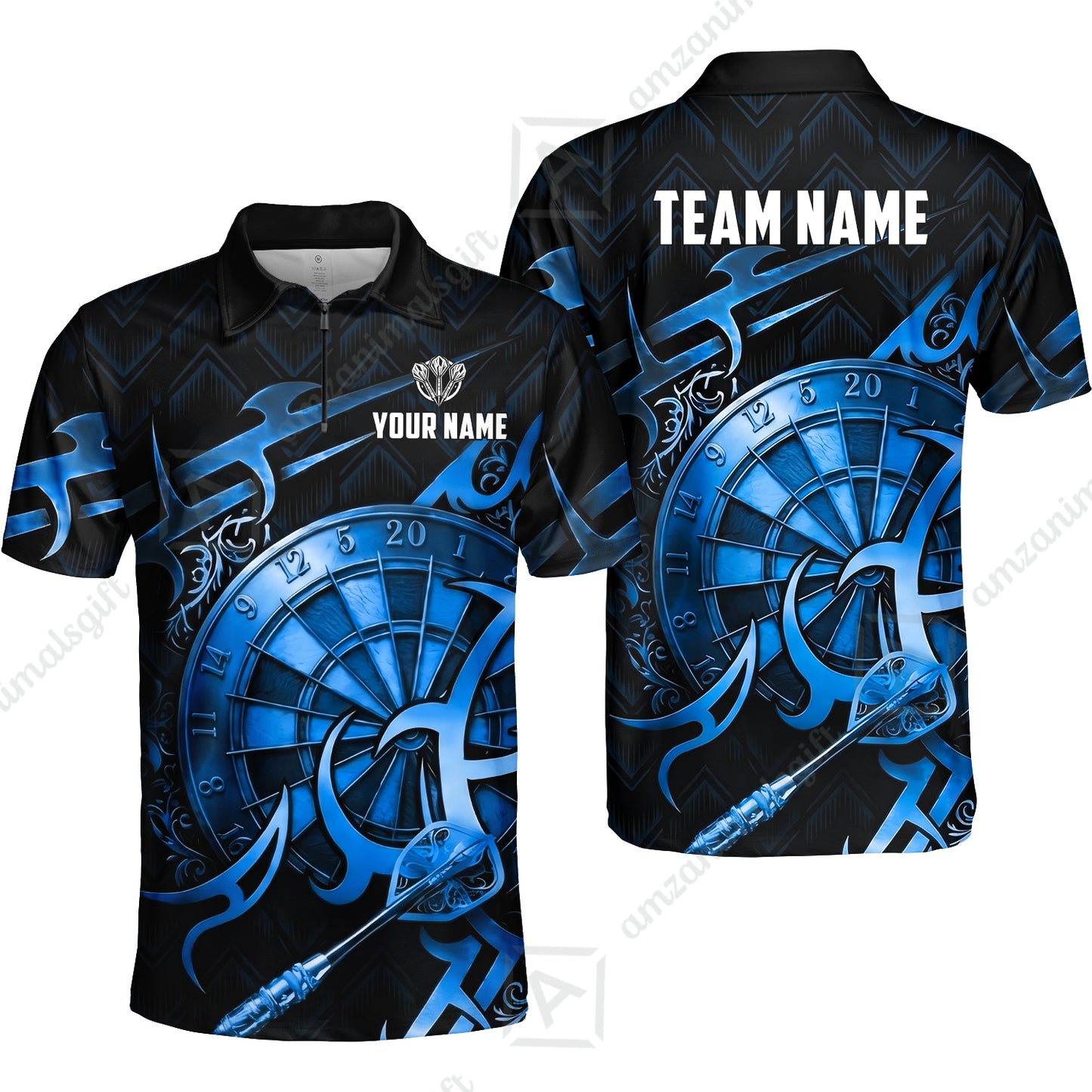 Custom Darts Jersey Polo Shirt, Tribal Darts & Mechanical Inferno, Custom Dart Jersey Team Shirt For Players With Name & Team Name