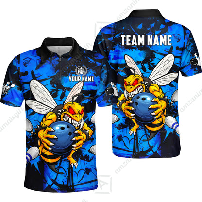 Custom Bowling Jersey Polo Shirt, The Wild Wasp Strike, Custom Bowling Jersey Team Shirt For Players With Name & Team Name