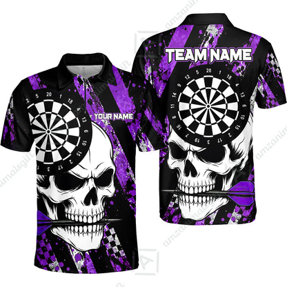 Custom Darts Jersey Polo Shirt, Skull Bites Dart, Custom Dart Jersey Team Shirt For Players With Name & Team Name