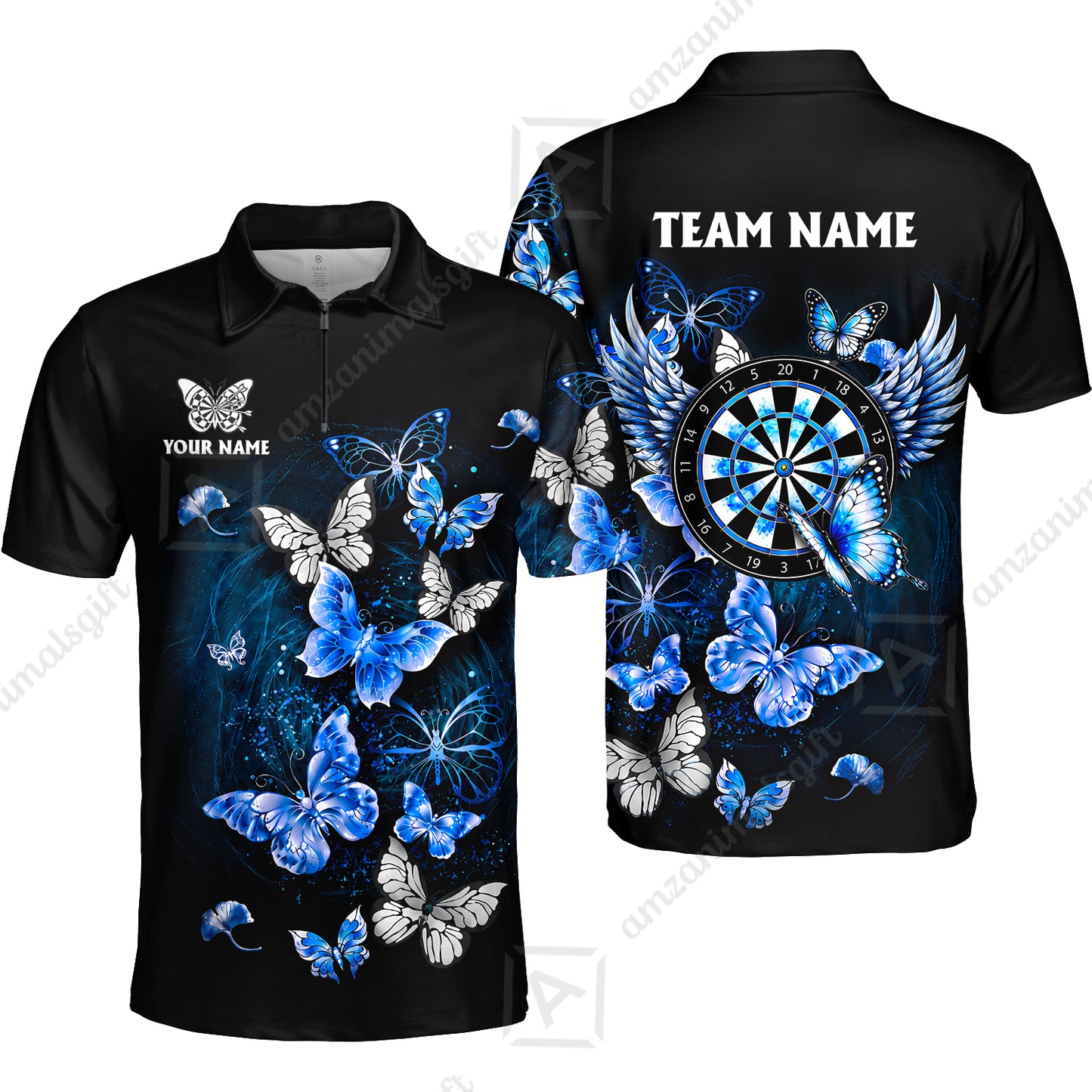 Custom Dart Jersey Team Shirt For Players, Dreamy Nebula & Angelic Butterflies, Personalize Name and Team Name