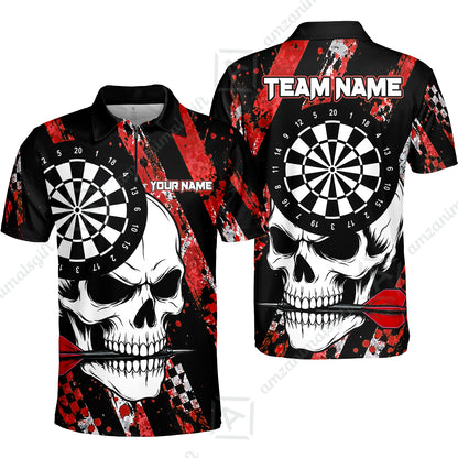 Custom Darts Jersey Polo Shirt, Skull Bites Dart, Custom Dart Jersey Team Shirt For Players With Name & Team Name