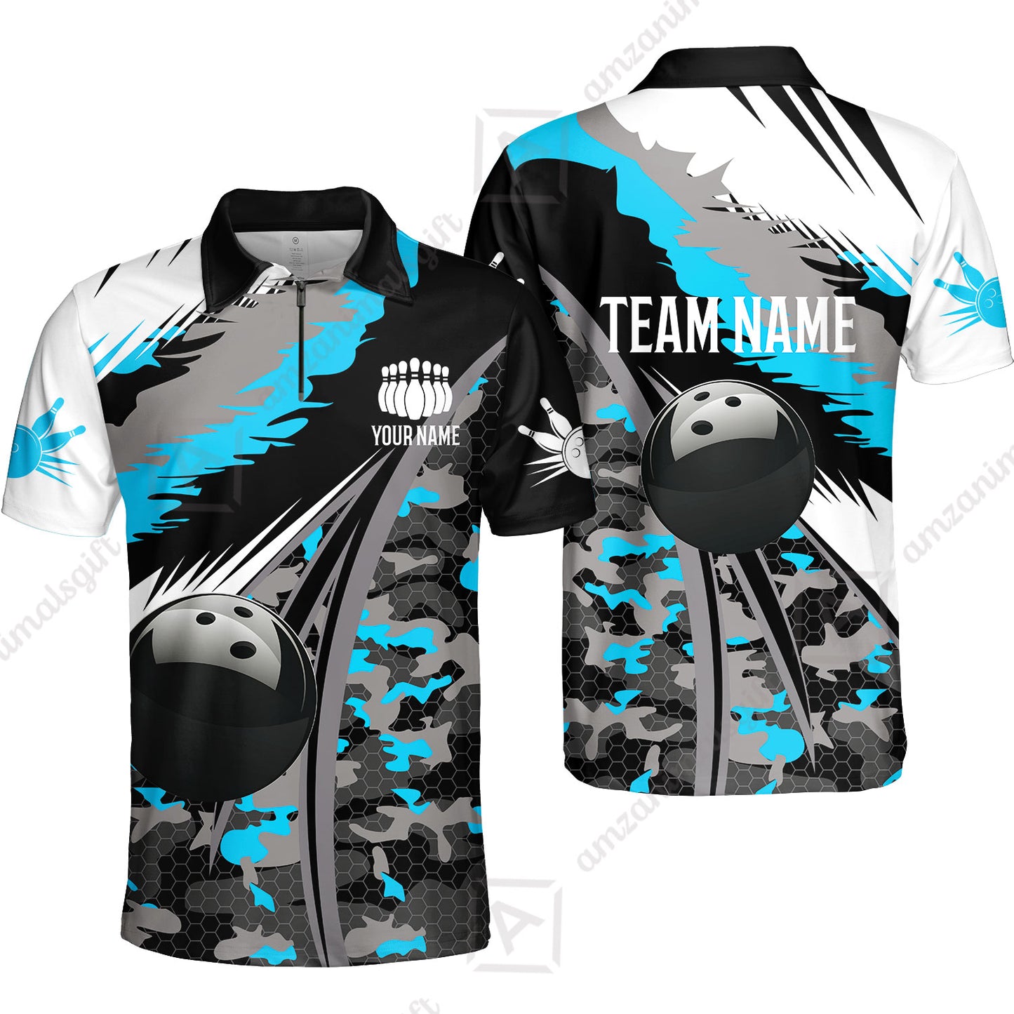 Custom Bowling Team Jersey, Personalized Long Sleeve Jersey Shirt Camo Bowling Shirt with Name & Team Name