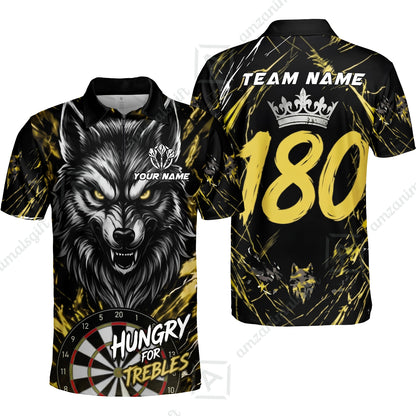Custom Darts Jersey Polo Shirt, Wolf 180, Custom Dart Jersey Team Shirt For Players With Name & Team Name